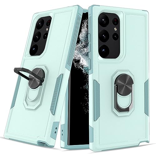 Coque Samsung S23 Ultra robuste intégrale antichoc anneau béquille bleu