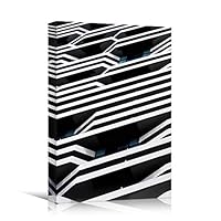 Canvas Wall Art White Building Pattern Abstract Architecture & Maps Building Chic Home Office Photography - 12x18 inches