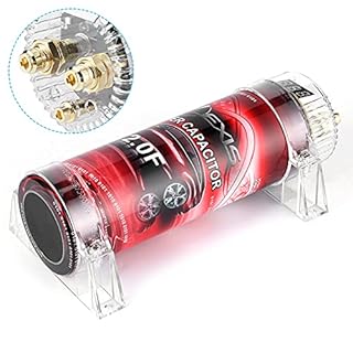 Wakects Capaciteur de Puissance Audio Automobile 2.0 Stabilisateur de Tension d'affichage Numérique pour les Amplificateurs jusqu'à 2000W avec Indicateur d'avertissement à LED Rouge Support de