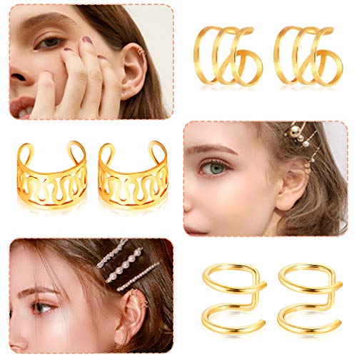 18 Pairs Ear Cuff, Roctee 6 Styles Cartilage Clip On Earrings Set Stainless Steel Ear Clip Fake Cartilage Earring Non Piercing Helix Cartilage Ear Clip (Gold/Silver/Rose) #TOP3