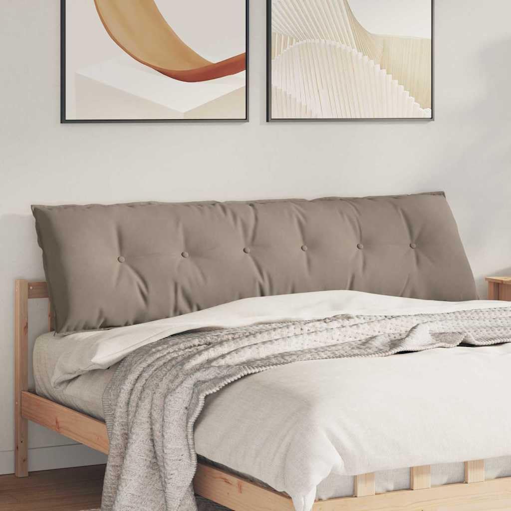 Coussin de dos taupe 180x50 cm en microfibre déhoussable pour grand dossier canapé