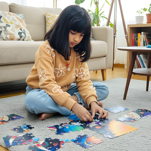 Image of The Curious Bees - Seek & Spot Puzzle & Game - Space Jigsaw Puzzle | 60 Pieces + 10 Seek Cards | Gifts for Boys and Girls Ages 4-8 | BIS Approved | Made in India