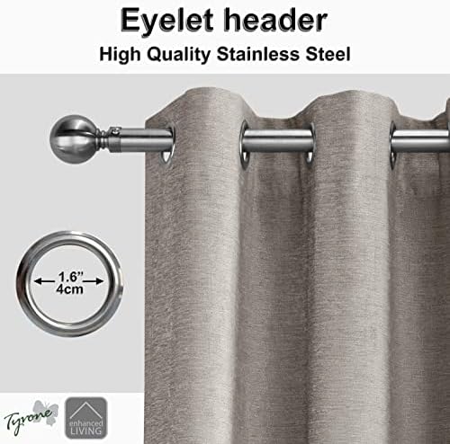 Enhanced Living Savoy Cream Luxury 100% Blackout Chenille / Velvet curtain 90 x 72 inch (229x183cm) Eyelet Thermal Noise reducing Blackout Curtains for Bedroom and Living room