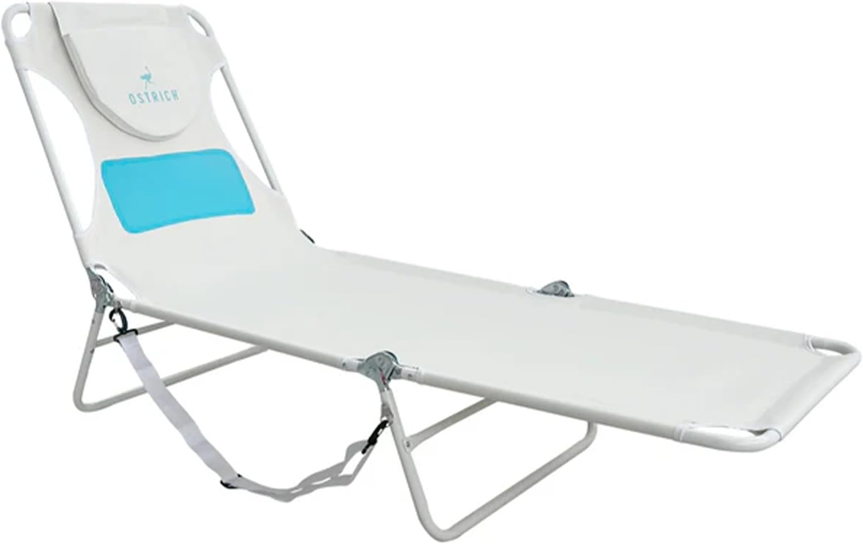 Ostrich the Ladies Comfort Lounger with Chest Support, Foldable and Portable Reclining Outdoor Patio Beach Lawn Camping Pool Tanning Chair, White