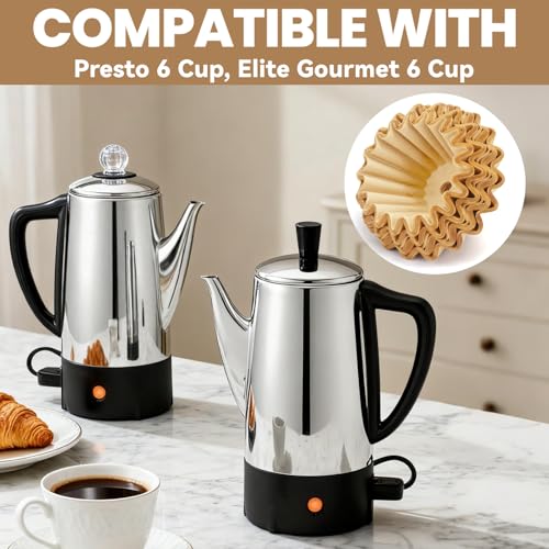 Image of Percolator Coffee Filters Compatible with Elite Gourmet Percolator, 200 Pcs Perforated Unbleached Filter Paper for Presto 6 Cup Elite Gourmet 6 Cup