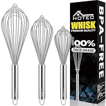 HOTEC Stainless Steel Whisk Set of 4, Food Grade Balloon Whisk Egg Beater, Thicken Wire Mixing Whisk for Baking, Cooking, Whisking Cream, Sauce, Pancake Batter