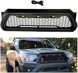 Tacoma Grille Front Bumper Hood Mesh Grill with LED Light Compatible with 2012 2013 2014 2015 Toyota Tacoma