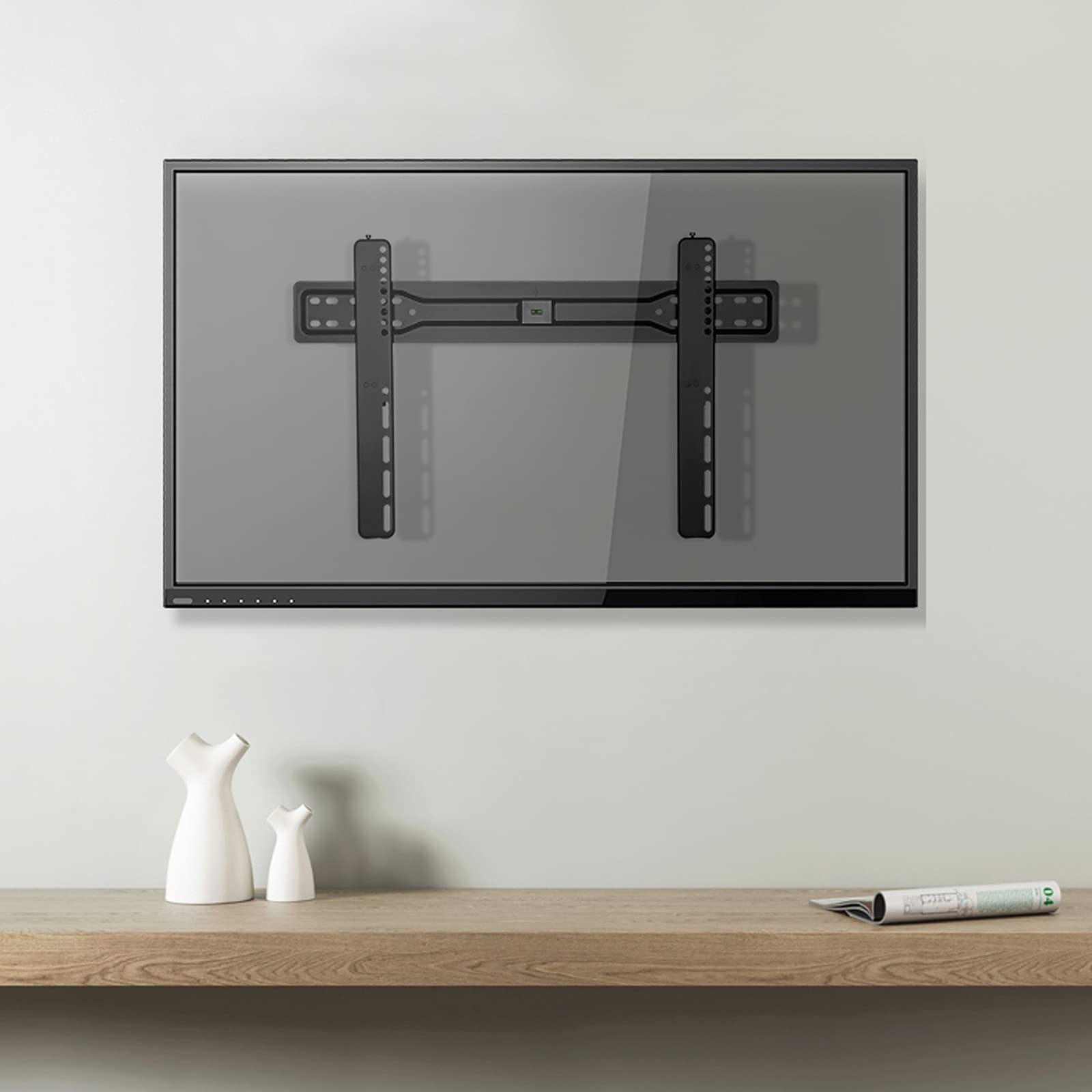 Soporte de Montaje en Pared de TV de bajo Perfil 37"-80" Soporte de TV de Pared Fijo Universal Universal Montaje de TV Extensible con Cable de extracción magnético, Tiene hasta 110 Libras