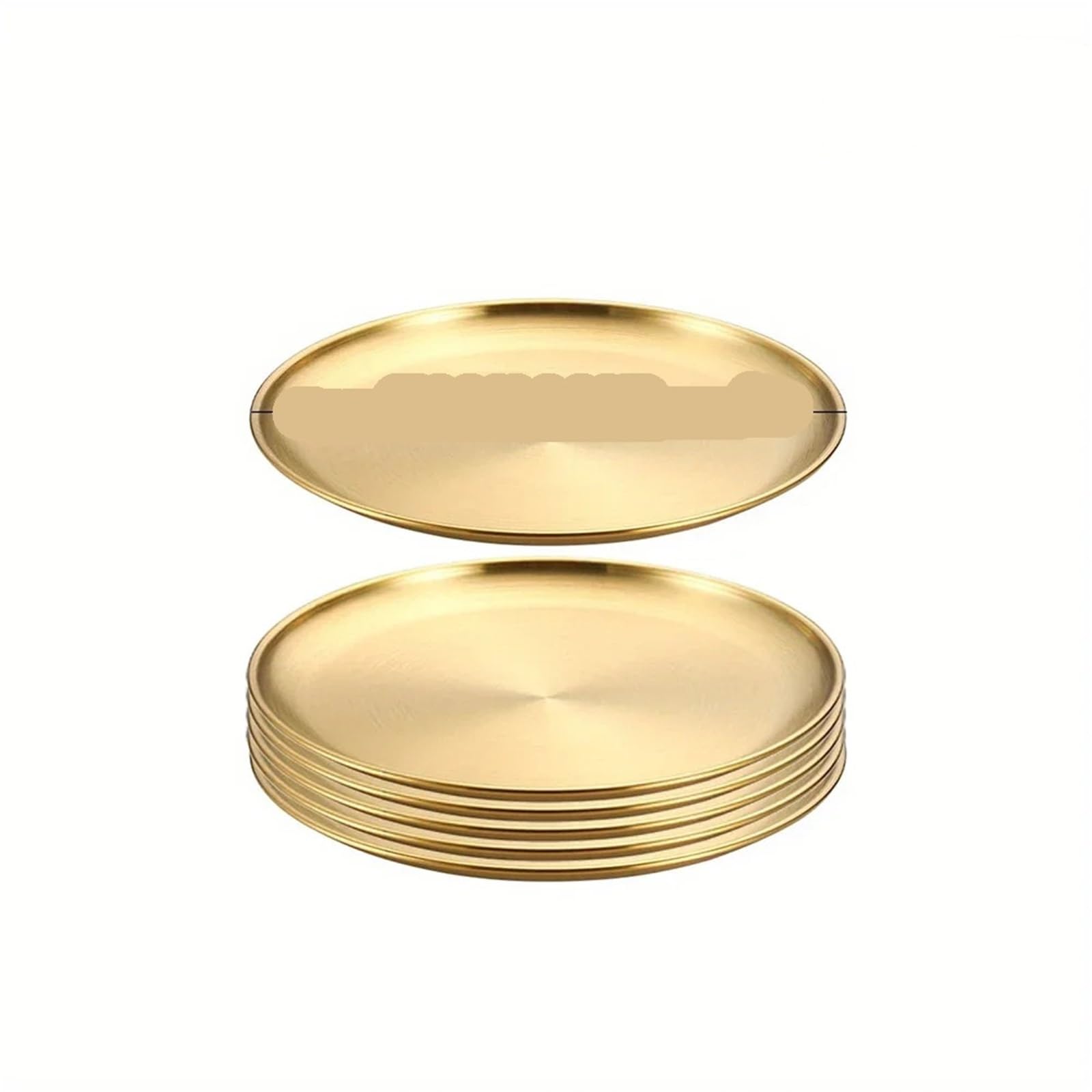 Lot de 6 assiettes rondes en acier inoxydable, plateau peu profond, assiette camping, plats pique-nique Pour Cuisine(30cm)