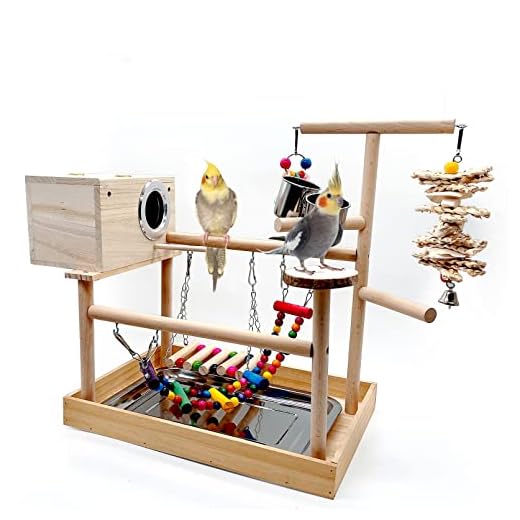 kathson Parrot Playstand with Breeding Box