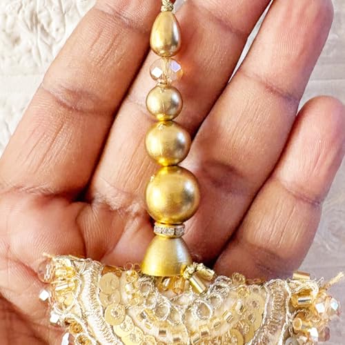 Image of Adikala Craft Store Handmade Ethnic Latkan Tassel Set of 2 for Saree Pallu, Blouse, Suits, Dupatta, Lehenga Decor (Sikka Sequin)