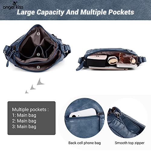 Image of Angelkiss Small Womens Crossbody Bag Leather Shoulder Purse for Women Hobo Bag with Adjustable Shoulder Strap