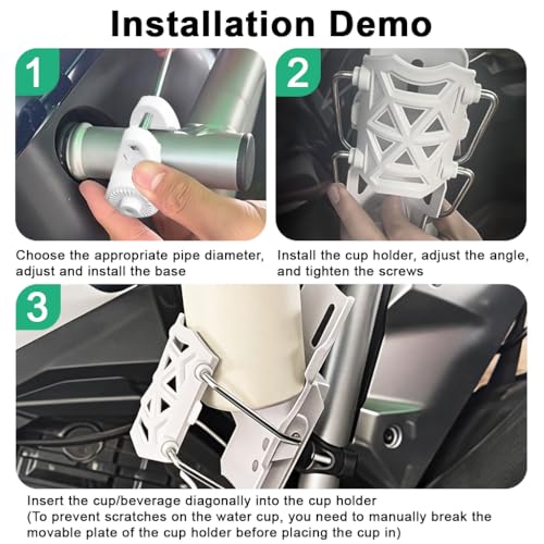Image of STHIRA Motorcycle Bottle Holder, Riding Water Bottle Holder, Adaptive Folding Bottle Holder for Motorcycle, Durable Nylon Material, 360 Rotatable Angle Design, Bike Motorcycle Accessory, White