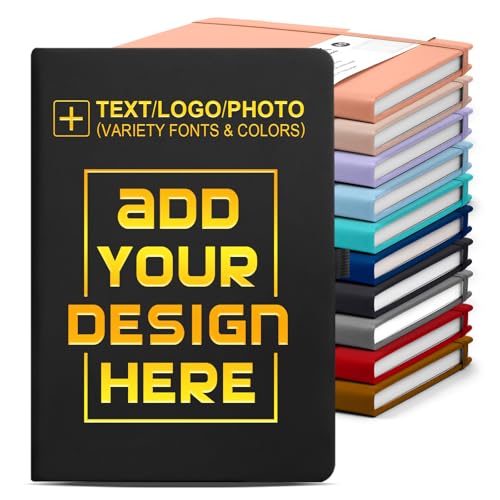 Vebermo Personalized Notebook-Can Customize Logo/Text/Image, Customizable A5 Journal Notebook Daily...