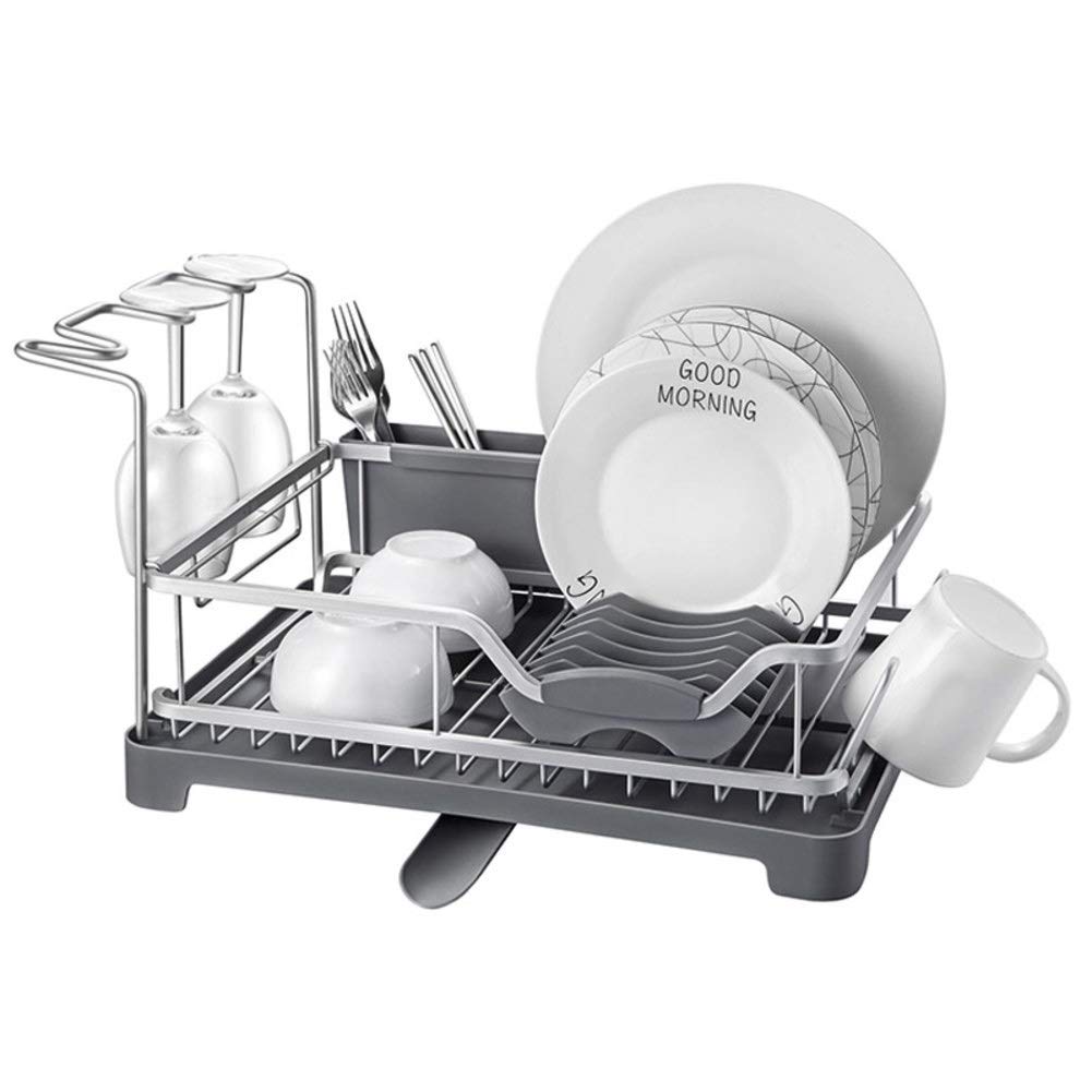 Pequeño Escurreplatos,antioxidante De Aluminio Escurreplatos con Bandeja De Goteo,Robusto Estante Drainer para El Organizador De Suministros De Cocina A