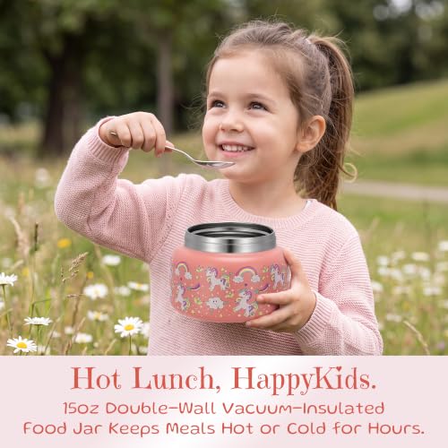 Image of PIQUEBAR 15oz Kids Thermo for Hot Food,Small Lunch Thermo Food Container Stainless Steel,Easy Open Wide Mouth Thermo for Hot Cold Food for Preschool Travel