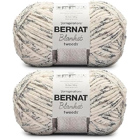 Bernat Blanket Tweeds Ivory Tweed Yarn - 2 Pack of 10.5oz/300g - Polyester - #6 Super Bulky - 220 Yards - Knitting & Crochet Cover