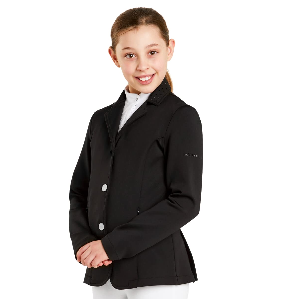 Harry Hall Horse Riding Show Jacket for Kids, Childrens Elegant Equestrian Competition Jackets - Black - 9-10 Years