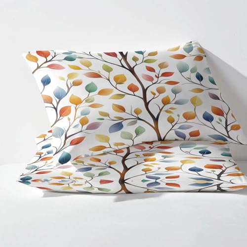 Parure de Lit Imprimée Branche en Microfibre Douce pour Lit 2 Personnes