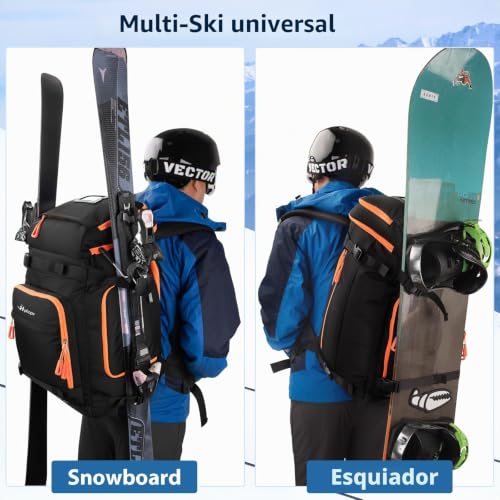 Mochila para botas de esquí de 70L bolsa de snowboard y casco Hp hope senderismo negro 6