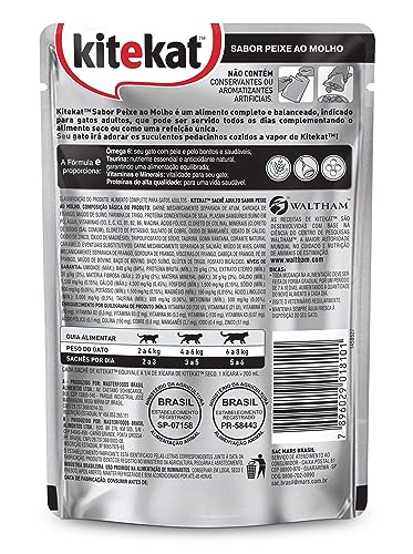 Pack Ração Úmida Kitekat Sachê Peixe ao Molho para Gatos Adultos 70 g - 48 unidades