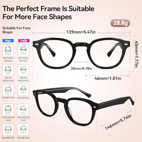 Image of Dollger Blue Light Blocking Glasses for Men Women Retro Round Anti Eye Strain Computer Gaming BlueLight Eyeglasses