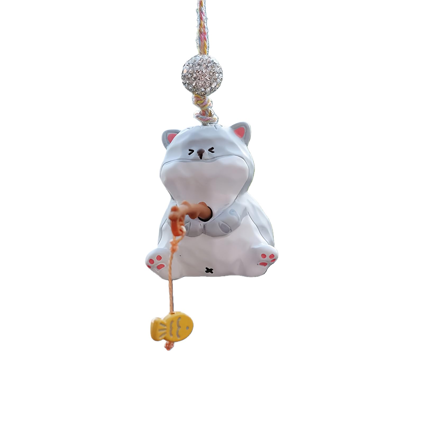 Linvimia A Linvimi Cats Car Hanging Ornament Cars Rearview Mirrour Pendant Car Decors Resin Cats Figurines For Home Decors Fishing Hanging Ornament