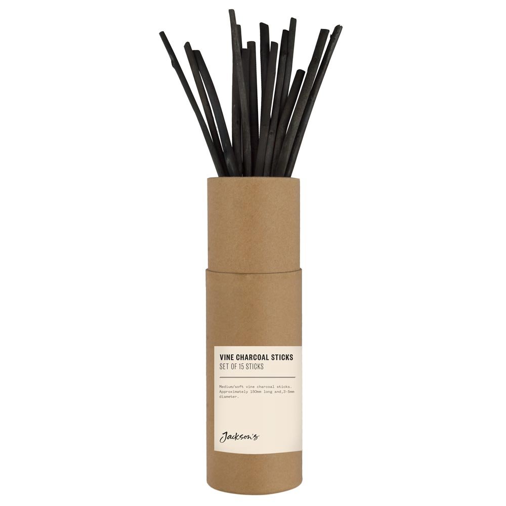 Jackson's : Vine Charcoal : Set of 15 : Medium/Soft Sticks for Sketching and Expressive Drawing