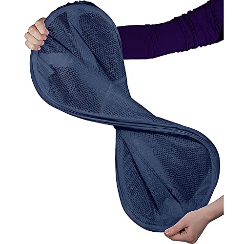 Image of BATTOO Deluxe Strong Mesh Pop up Laundry Hamper Basket with Side Pocket for Laundry Room, Bathroom, Kids Room, College Dorm or Travel Navy Blue