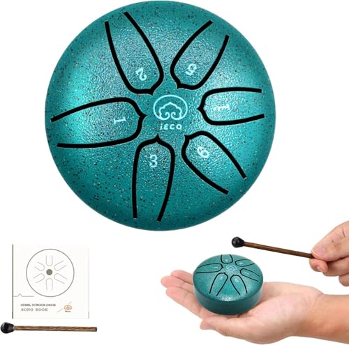Mini Steel Tongue Drum 3 Inch 6 Notes Steel Drum Instrument, Ethereal Drum for Kids Adults, Handpan...