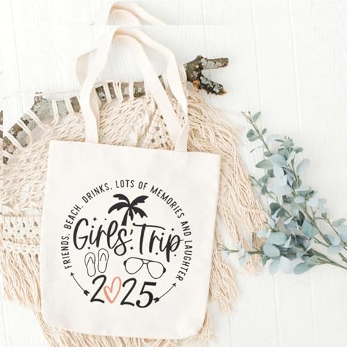 Friends Vacation Canvas Tote Bags for Women's Trips - Reusable Shoulder Bags for Travel, Beach & Gifts4