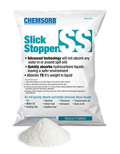 Image of SS - Slick Stopper Oil Only Absorbent, 5 Gal. Bag, SP50SS-L5B, Hydrophobic, Proprietary Technology Only Absorbs Petro Chemicals Not Water. Ideal for Any Spill in or Near Water, White