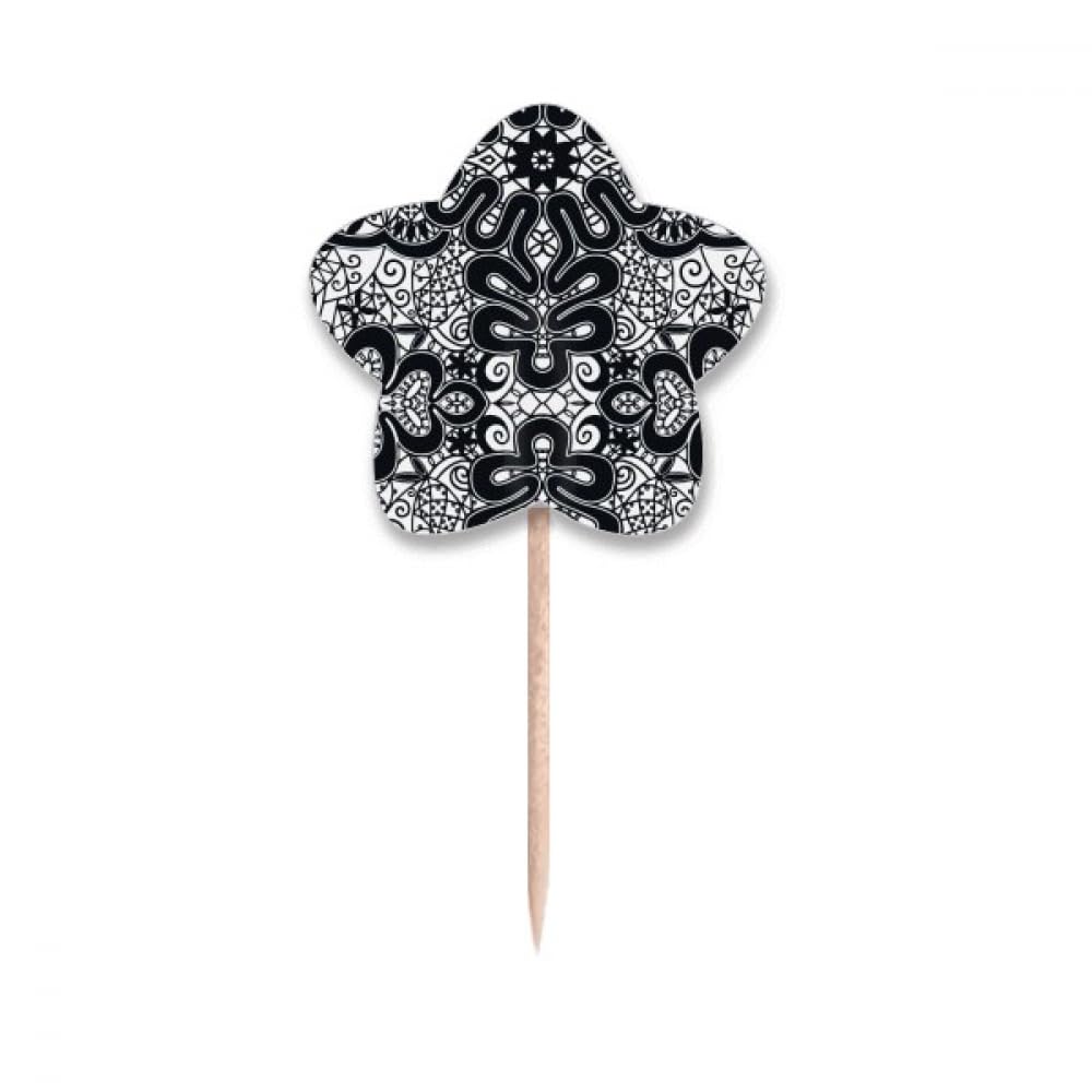 Cure-dents style rococo noir et blanc avec étiquettes et étoiles pour décoration de buffet EU