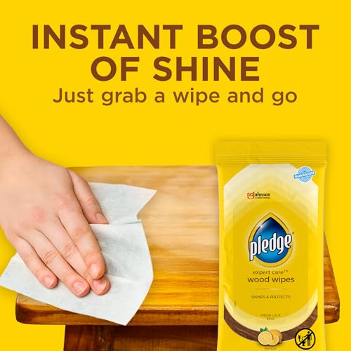 Image of Pledge Expert Care Enhancing Wood Wipes, Lemon Scent, 24 Count