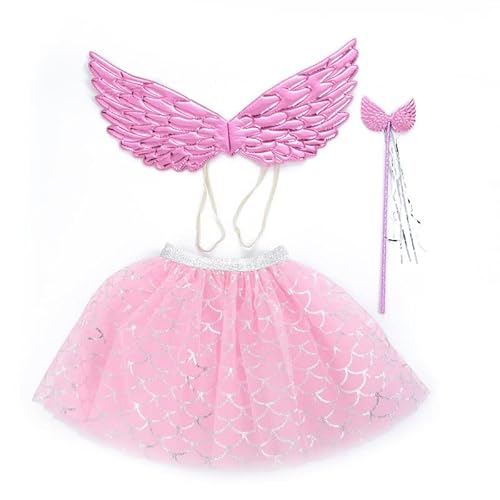 Forever Young Girl Fairy 3 Pieces Dress Up Outfit Tutu Skirt Wings and Wand Set (2-3 years)