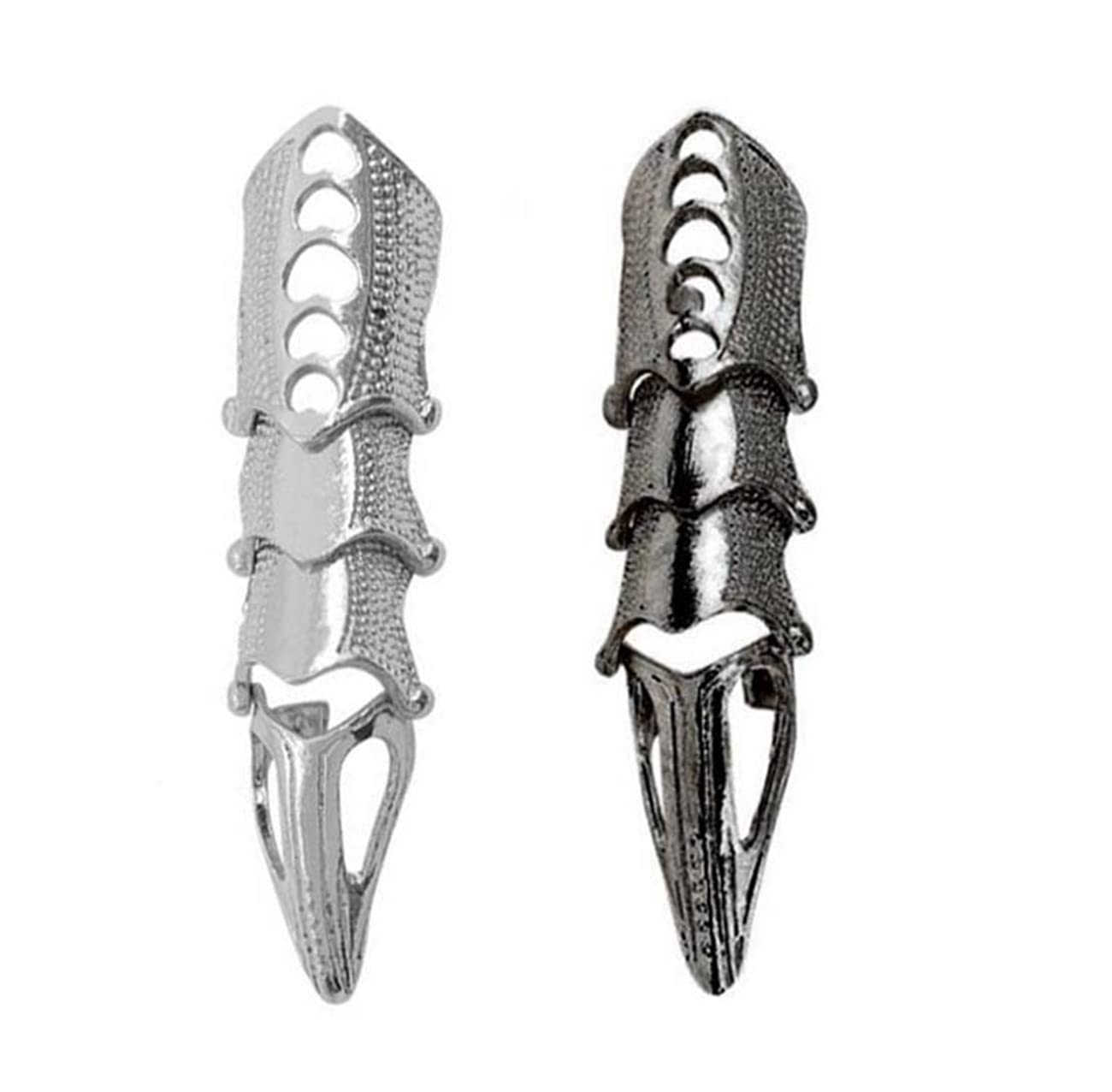 DEBOTTYPunk Finger Claws Rings Set for Women Men Black Silver Knuckle Full Finger Ring 2pcs