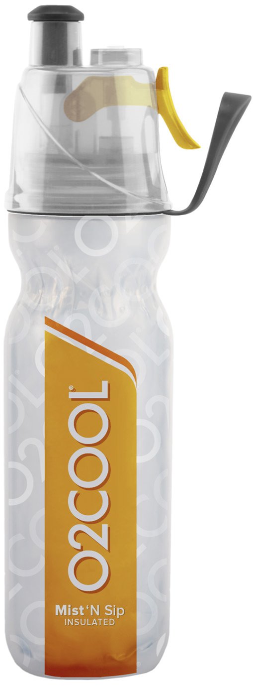 O2COOL HMCDP07 ArcticSqueeze Insulated Mist 'N Sip Squeeze Sports Water Bottle-20 oz, Orange, 20 Ounce