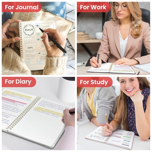 Image of Taja Dotted Spiral Journal Notebook for Women & Men, 140 Pages, Dotted Notebook for Journaling & Note Taking, Journals for Writing, A5(5.7 inch x 7.9 inch) - Pink