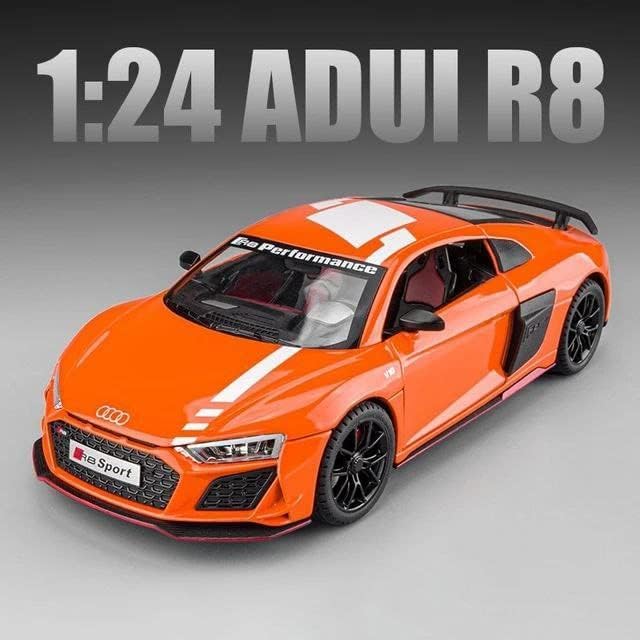 Image of 1:24 Scale Big Size Audi R8 V10 Toy Car | Metal Pullback Diecast Car for Kids with Openable Doors, Sound, Light Effects Toy for Car Enthusiasts (Color As Per Available),black