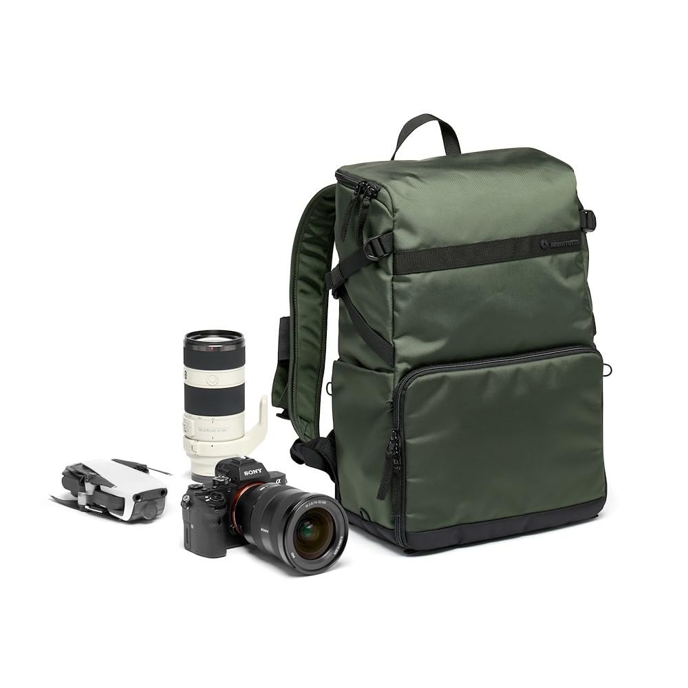 Manfrotto Street Slim plecak fotograficzny do aparatu bezlusterkowego i odblaskowego, dostęp z przodu i z tyłu, wyjmowane wkładki do aparatu i laptopa, kompaktowy plecak na akcesoria fotograficzne