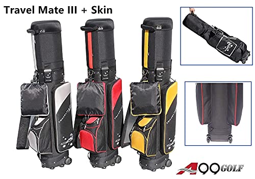 A99Golf Travel Mate with Cover Skin Wheeled W. TSA Lock Air Porter Golf Travel Bag cart Bag Golf Bags Golf Travel Cover( Blk/Grey)