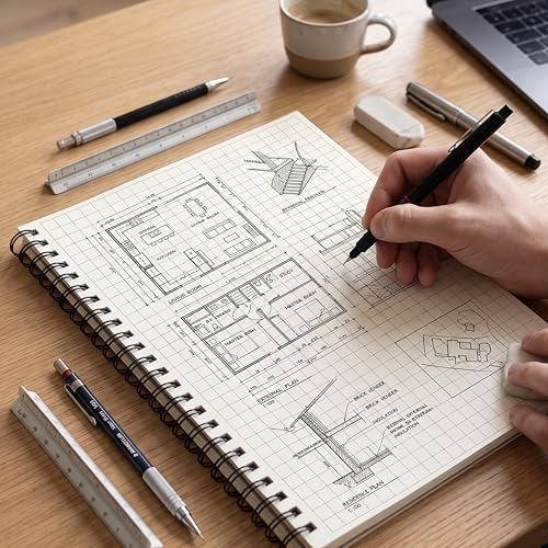 Image of PaperO A5 Square Grid Notebook, 5mm Graph Paper, 100 Pages, Kraft Cover, Ideal for Architects, Designers, Students & Sketching, A5 Size (21 x 14.5 cm) | Blank Grid Book