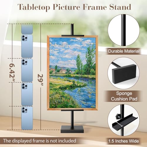 AZEAM Tabletop Easel Stand, Adjustable Poster Stand for Frames up to 29" , Black Metal Standing Easel Display Stand for Art Signs Photos, Framed Artwork Display Easel Stands for Home Events by AZEAM - Image 2