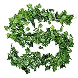 Bairdish 5 Pcs Artificial Grape Vines Hanging Plant Fake Greenery Garlands Hanging Leaves Plant Vine Decoration for Wall Home Living Room Wedding Party Indoor Outdoor Decor(90 Pieces of Leaves)