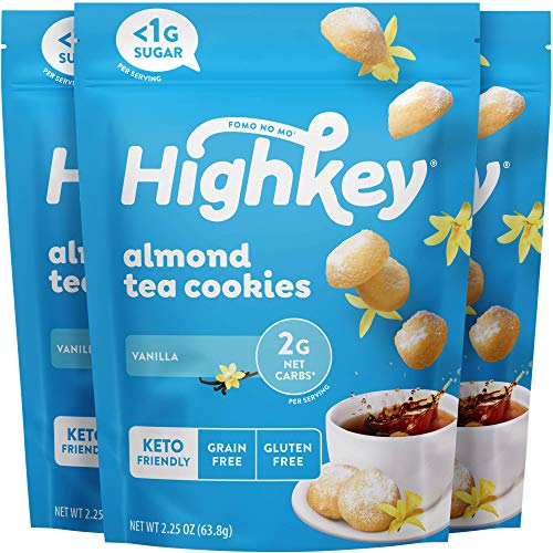 HighKey Keto Dessert Tea Cookies - Vanilla Almond Tea Cookies - 3 Pack - Sugar Free Grain Free Gluten Free Snack Diabetic Paleo Ketogenic Friendly Foods Low Carb Sweets Healthy Coffee Biscuits