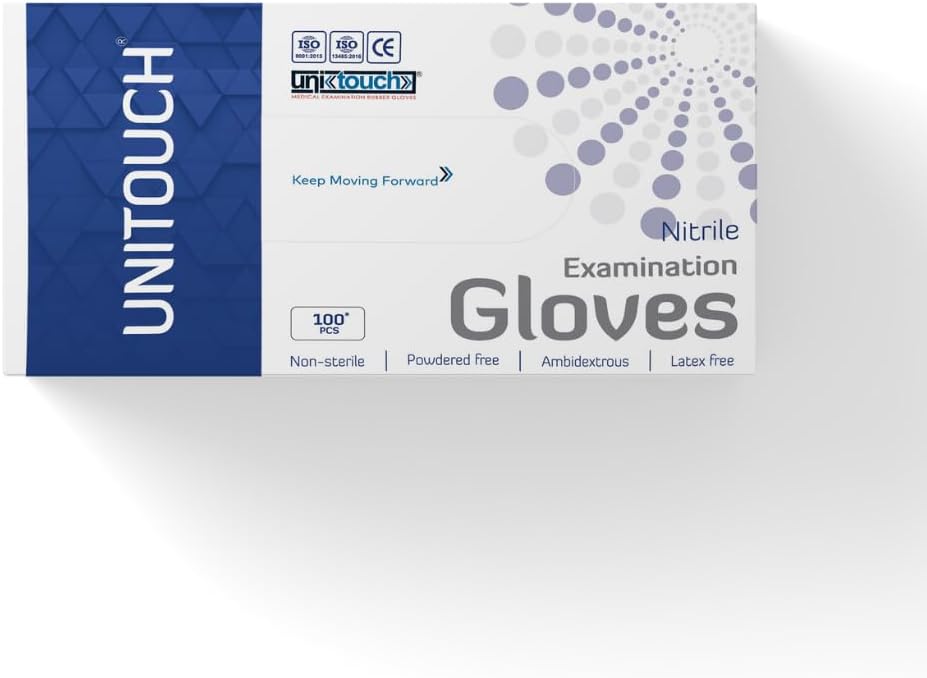Unitouch Nitrile Powdered Free Examination Gloves Pack of 30 Pcs (White) (L)