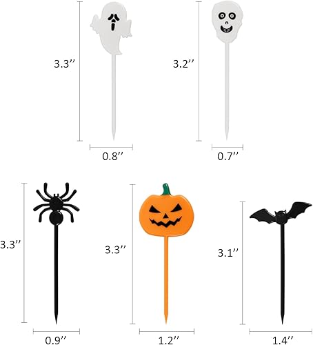 Miniatura 6 de 50 piezas de plástico para cupcakes de Halloween, palillos de dientes, calabaza, araña, murciélago, cráneo, decoración de pasteles, decoración de