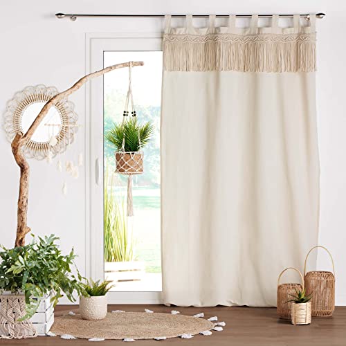 Douceur d'Intérieur, Samaya Plain Polycotton Tab Top Curtain 140 x 240 cm, Ohne, W 55.1" x L 94.5" (1 Panels) - Image 2