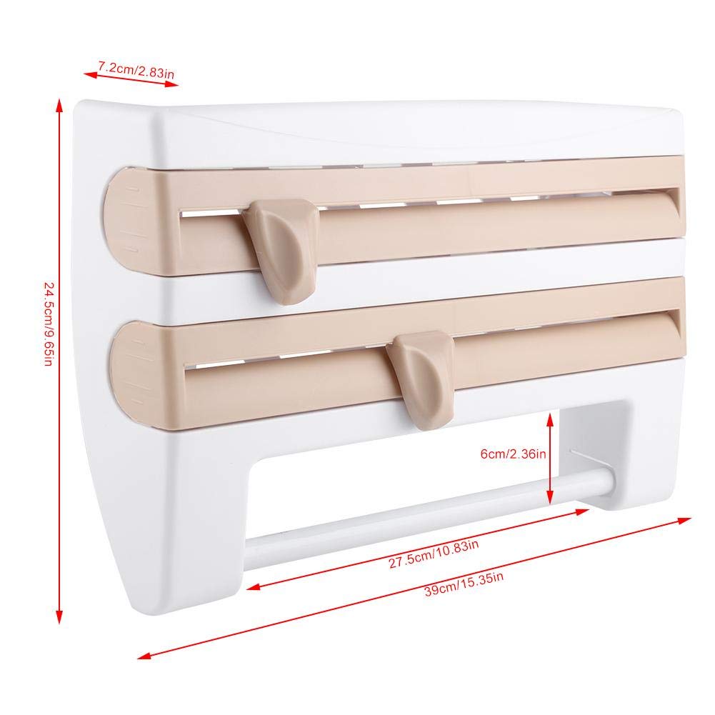 Porta pellicola trasparente da cucina, montaggio a parete, con design ergonomico, per la casa e la cucina, 39 x 10 x 24 cm (cachi)
