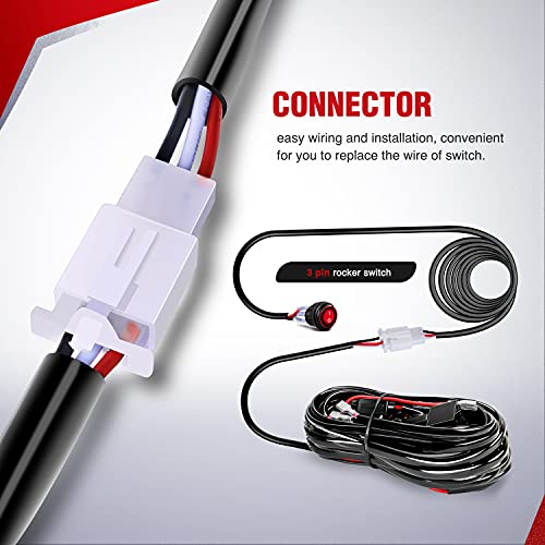 Image of Nilight LED Light Bar Wiring Harness Kit - 2 Leads 14AWG Heavy Duty 12V On Off Switch Power Relay Blade Fuse for Off Road LED Work Light